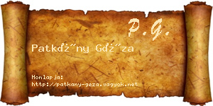 Patkány Géza névjegykártya